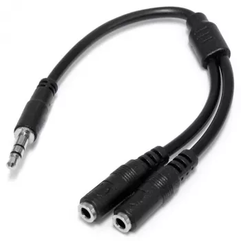 StarTech.com plāns stereo sadalītāja kabelis - 3,5 mm vīrišķais uz 2x 3,5 mm sievišķajiem