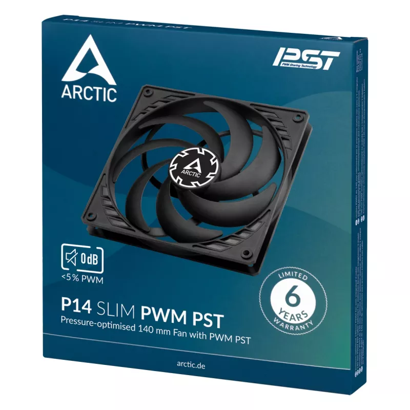 ARCTIC P14 Slim PWM PST spiediena optimizēts 140 mm PWM ventilators ar integrētu Y-kabeli