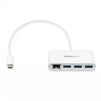StarTech.com 3-Portu USB-C centrmezgls ar Gigabit Ethernet - USB-C uz 3x USB-A - USB 3.0 centrmezgls - balts