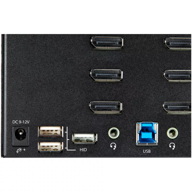 StarTech.com 2 Portu Četru Monitoru DisplayPort KVM Slēdzis - 4K 60Hz UHD HDR - Galda 4K DP 1.2 KVM ar 2 Portu USB 3.0 Hub (5Gbps) un 4x USB 2.0 HID Portiem, Audio - Karstā Taustiņa Pārslēgšana - TAA
