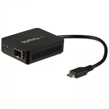 StarTech.com USB-C uz šķiedru optikas pārveidotājs - atvērts SFP, vadu, USB Type-C, šķiedra, 1000 Mbit/s, melns