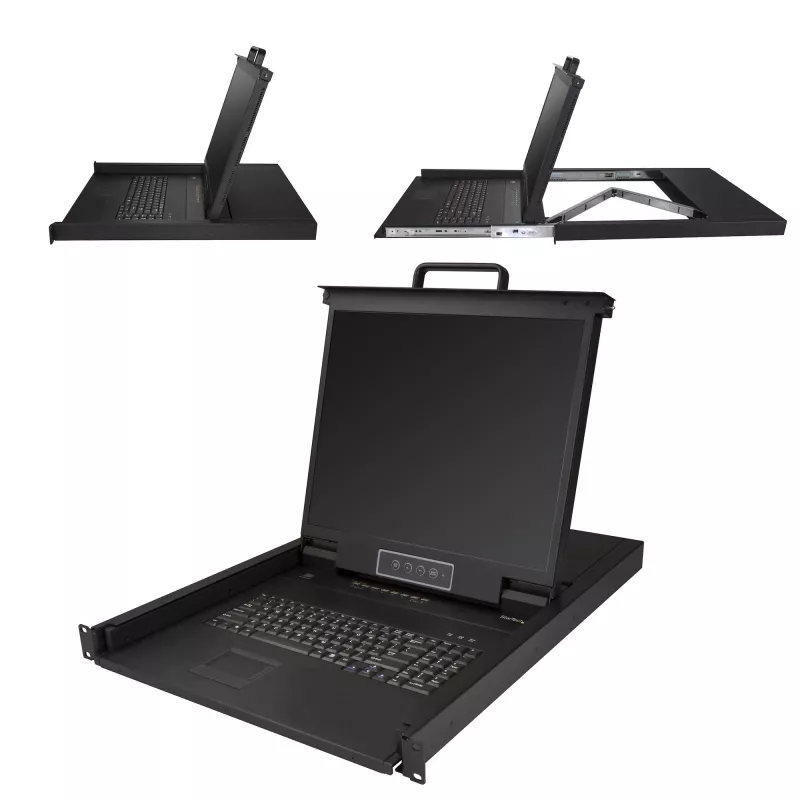 StarTech.com 8 portu uzstādāmais KVM konsole ar 6 pēdu kabeļiem - integrēts KVM slēdzis ar 19 collu LCD monitoru - pilnvērtīga 1U LCD KVM atvilktne - OSD KVM - izturīgs, 50 000 MTBF - USB + VGA atbalsts
