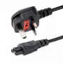 StarTech.com 2m UK klēpjdatora strāvas kabelis, BS 1363 uz C5 (āboliņa lapa), 2.5A 250V, 18AWG