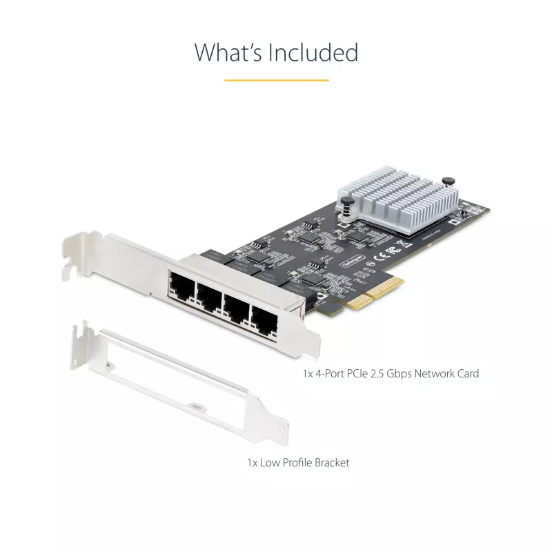 StarTech.com 4-Port 2.5Gbps NBASE-T PCIe tīkla karte, Intel I225-V, četru portu tīkla karte, Multi-Gigabit NIC, PCI Express servera LAN karte, darbvirsmas Ethernet interfeiss