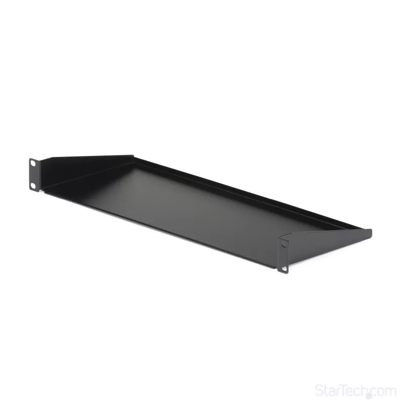 StarTech.com CABSHELF1U 1U servera statņa plaukts, fiksēts konsoles plaukts 19 collu statnim/skapim, dziļums 17,7 cm (7 collas), slodze 15 kg (33 mārciņas), ar būra uzgriežņiem un skrūvēm, melnā krāsā
