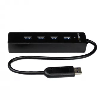 StarTech.com 4 portu pārnēsājams SuperSpeed USB 3.0 centrmezgls ar iebūvētu kabeli
