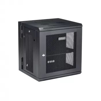 StarTech.com 4-stabu 12U sienas tīkla skapis ar 1U plauktu, 19 collu eņģu sienas servera statīvs datu/AV/elektronikas/datoru aprīkojumam, elastīgs ventilējams skapis