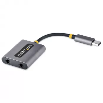 StarTech.com USB-C austiņu sadalītājs, USB Type C divu austiņu adapteris ar mikrofona ieeju, USB C uz 3.5mm audio adapteri/telefona dongle, USB C uz audio ligzdu/AUX izeju, 24 bitu DAC
