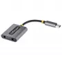 StarTech.com USB-C austiņu sadalītājs, USB Type C divu austiņu adapteris ar mikrofona ieeju, USB C uz 3.5mm audio adapteri/telefona dongle, USB C uz audio ligzdu/AUX izeju, 24 bitu DAC
