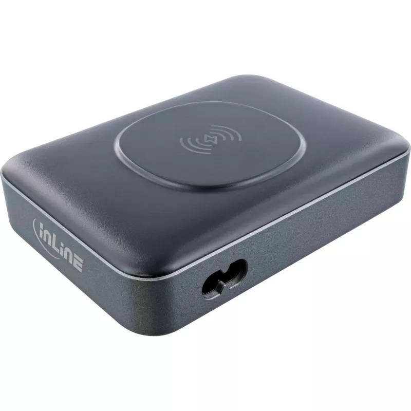 InLine Qi Powerstation Multiport lādētājs, 4x USB-C + 2x USB-A, GaN 100 W, 15 W bezvadu uzlāde, melns (31517K)