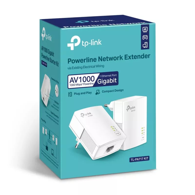 TP-Link TL-PA717KIT AV1000 Gigabitu Powerline komplekts 1000 Mbit/s Ethernet LAN Balts 2 gab.