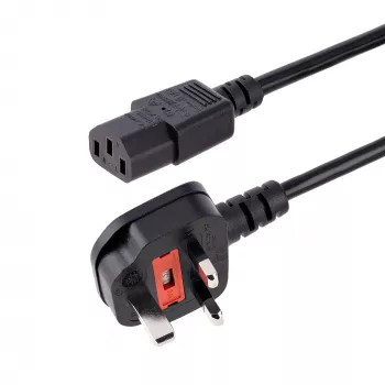 StarTech.com 10ft (3m) UK datora strāvas kabelis, 18AWG, BS 1363 uz C13, 10A 250V, melns, rezerves maiņstrāvas kabelis, tējkannas vads / UK strāvas kabelis, PC barošanas kabelis, TV/monitora strāvas kabelis