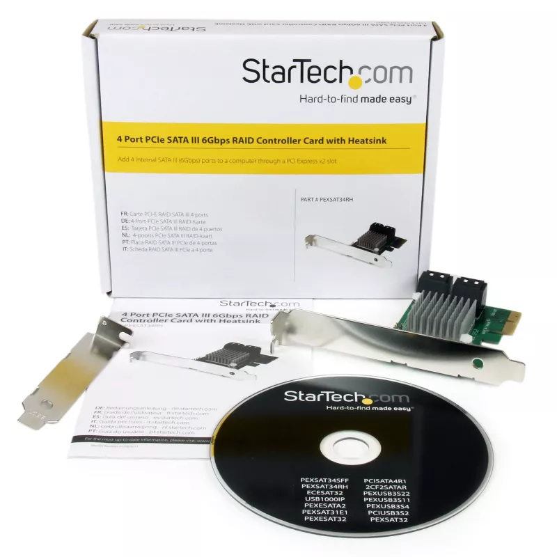 StarTech.com 4 Portu PCI Express 2.0 SATA III 6Gbps RAID Kontroliera Karte ar HyperDuo SSD Slāņošanu