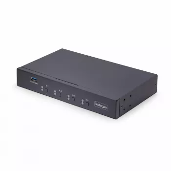 StarTech.com 4 portu KM slēdzis ar peles pārslēgšanu, USB slēdzis tastatūrai/pelei, 3.5mm/USB audio, perifērijas koplietošana 4 datoriem, TAA atbilstošs