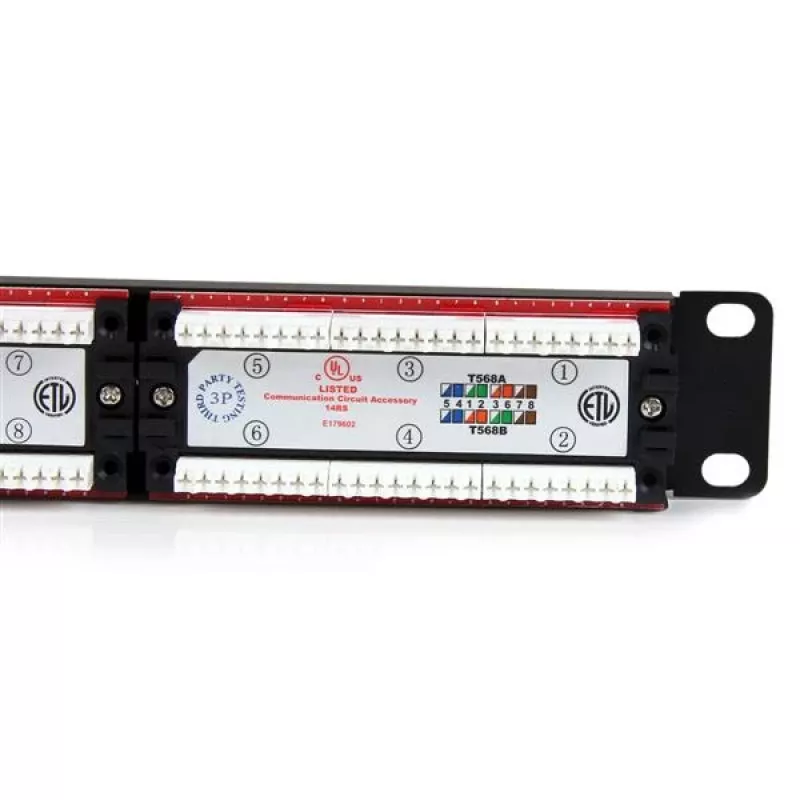 StarTech.com 24 Portu 1U Rackmontējams Cat 6 110 Sadales Panelis, RJ-45, Melns, RoHS, CE, ETL, UL