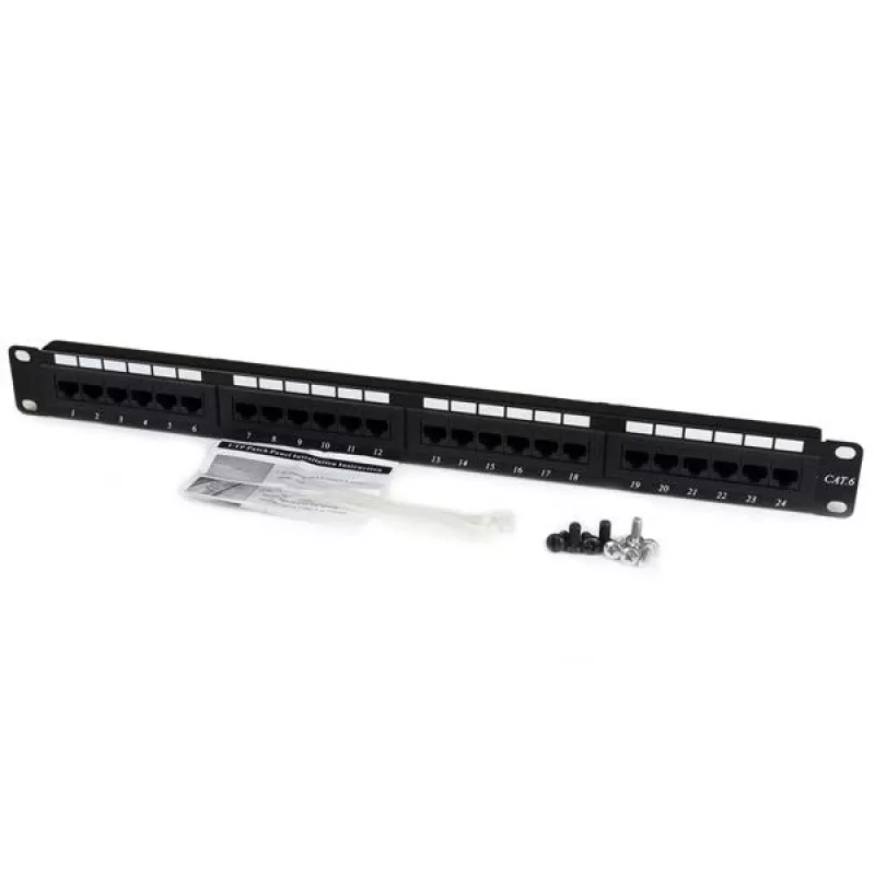 StarTech.com 24 Portu 1U Rackmontējams Cat 6 110 Sadales Panelis, RJ-45, Melns, RoHS, CE, ETL, UL