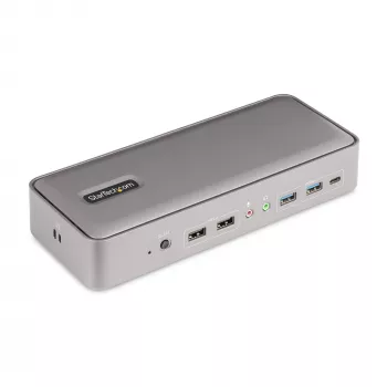 StarTech.com Divu-Portatīvo-Datoru USB-C KVM Dokošanas Stacija, Divi 4K 60Hz DisplayPort Monitori, 5-Portu USB Hubs, GbE, 90W/45W Barošanas Padeve Diviem Portatīvajiem Datoriem, Windows/Mac, 2-Hosta KVM Doks - TAA