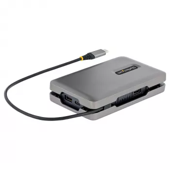 StarTech.com USB-C daudzportu adapteris ar divu monitoru atbalstu līdz 4K 60Hz, USB-C DP Alt Mode video izeja un HDMI 2.0, vai 1080p VGA, 100W PD caurlaide, USB-C minidoks, USB-C dokstacija, MST centrmezgls