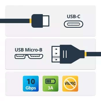 StarTech.com USB-C uz Micro-B kabelis - vīriešu/vīriešu - 0.5 m - USB 3.1 (10Gbps)