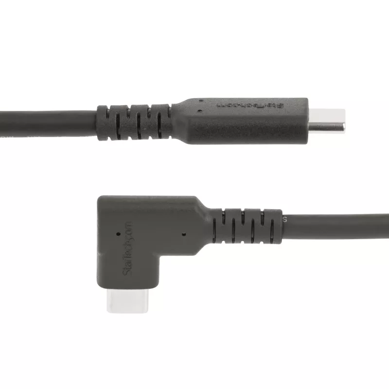 StarTech.com 1 m izturīgs USB-C kabelis ar taisnleņķa savienotāju, USB 3.2 Gen 2 (10 Gbps), pilna funkcionalitāte, 4K 60Hz DP Alt Mode, 100W Power Delivery