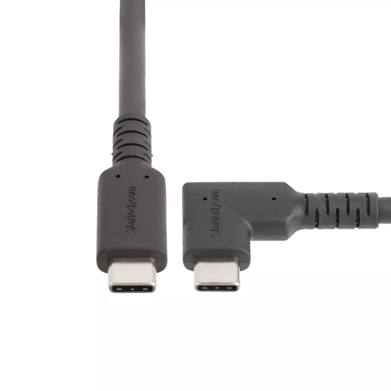 StarTech.com 1 m izturīgs USB-C kabelis ar taisnleņķa savienotāju, USB 3.2 Gen 2 (10 Gbps), pilna funkcionalitāte, 4K 60Hz DP Alt Mode, 100W Power Delivery