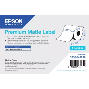 Nepārtraukto etiķešu ruļļi Epson C33S045739, balts, 76x127 mm, 60 m