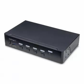StarTech.com 4 portu DisplayPort KVM slēdzis, viens 4K 60Hz monitors, 6 USB porti, pogu un karsto taustiņu pārslēgšana, DisplayPort 1.2, neatkarīgs no OS, TAA atbilstīgs