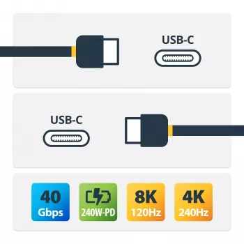 StarTech.com USB4 kabelis 50cm, USB-IF sertificēts USB-C, 40Gbps, 240W PD 3.1 EPR, 8K 60Hz