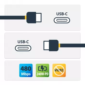 StarTech.com 4m balts USB-C uzlādes kabelis, USB-IF sertificēts, 240W PD EPR, USB 2.0, TPE apvalks
