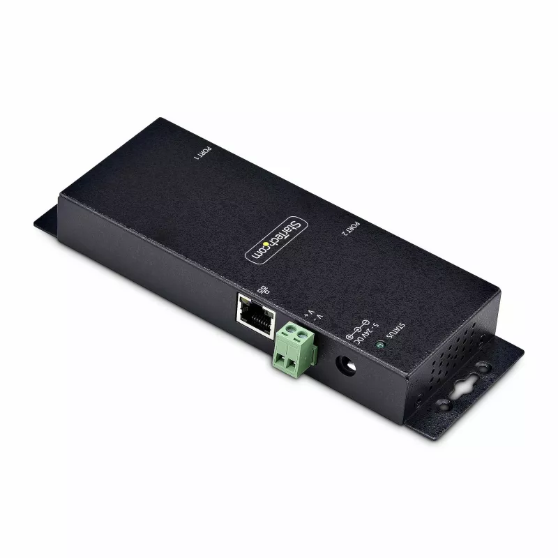 StarTech.com 2-portu seriālais uz Ethernet adapteris, IP seriālās ierīces serveris attālinātām RS232 ierīcēm, sienas/DIN sliedes montāža, metāla korpuss, RJ45 LAN uz DB9 seriālo pārveidotājs