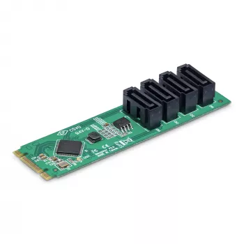 StarTech.com 4 portu M.2 uz SATA adaptera karte, M.2 PCIe 3.0 uz SATA HDD/SSD paplašināšanas karte, ASM1064 mikroshēmojums, M.2 NVMe uz 4x HDD/SSD operētājsistēmām Windows/macOS/Linux