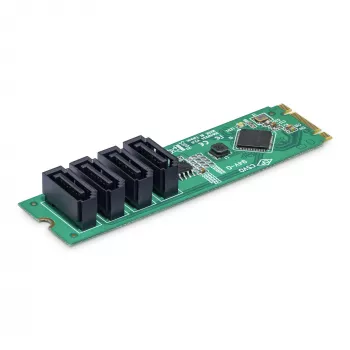 StarTech.com 4 portu M.2 uz SATA adaptera karte, M.2 PCIe 3.0 uz SATA HDD/SSD paplašināšanas karte, ASM1064 mikroshēmojums, M.2 NVMe uz 4x HDD/SSD operētājsistēmām Windows/macOS/Linux