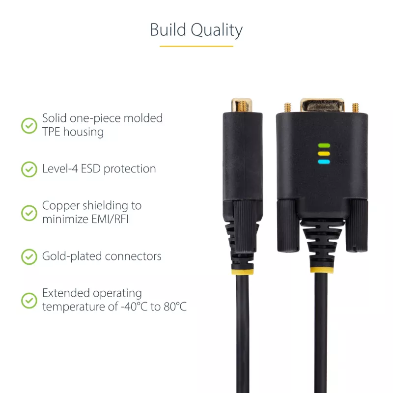 StarTech.com USB uz RS232 adaptera kabelis, 2m, USB-A uz DB9, FTDI, COM saglabāšana, ESD aizsardzība