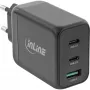 InLine USB PD barošanas bloks, GaN lādētājs, 3-portu, Divi USB-C + USB-A, 65W