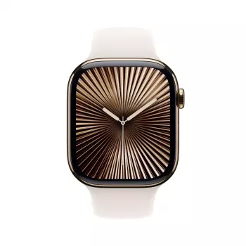 Viedpulkstenis Apple Watch Series 10 GPS + Cellular 46mm Titanija korpuss zelta krāsā Starlight Sport Siksniņa M/L