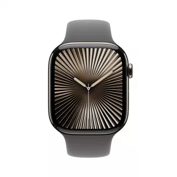 Viedpulkstenis Apple Watch Series 10 GPS + Cellular 46mm dabīgā titāna korpuss, pelēka sporta siksniņa S/M