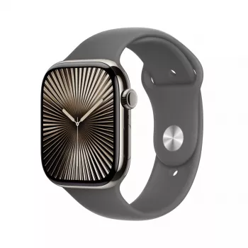 Viedpulkstenis Apple Watch Series 10 GPS + Cellular 46mm dabīgā titāna korpuss, pelēka sporta siksniņa S/M