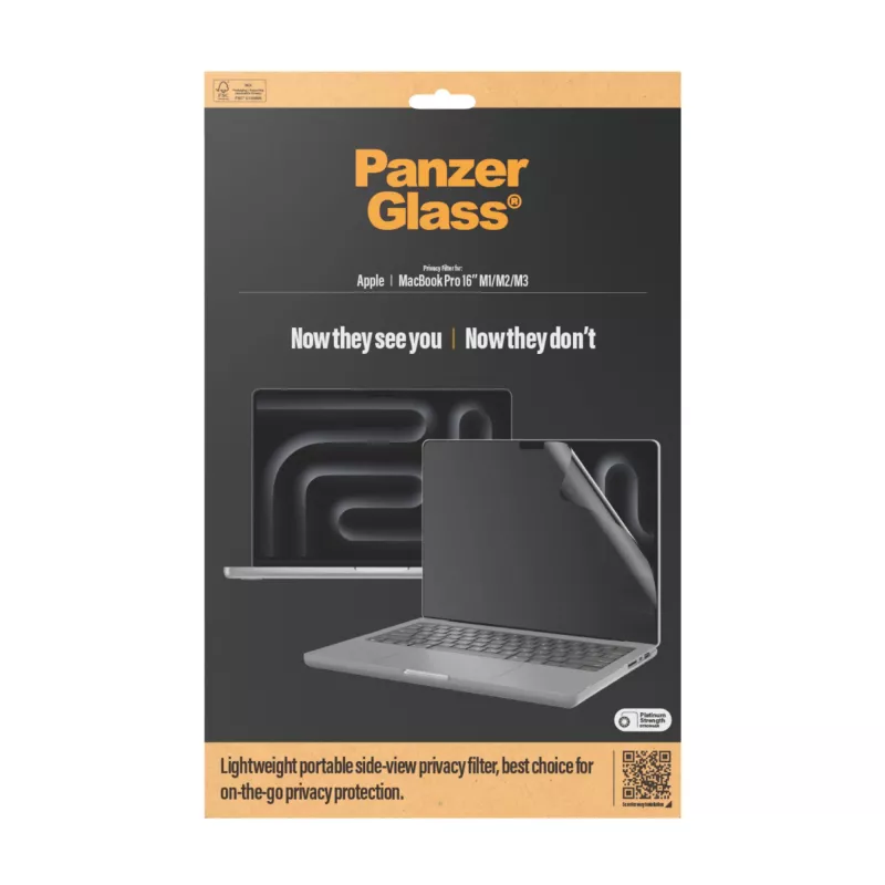 Aizsargstikls PanzerGlass DualPrivacy MacBook Pro 16 collu M1 M2 M3 M4 Caurspīdīgs