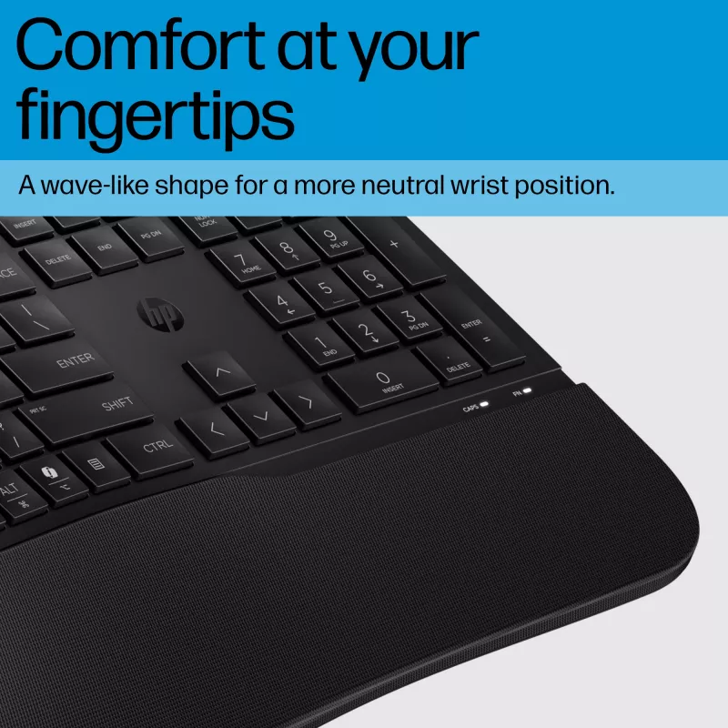 HP 485 Comfort vadu tastatūra, pilna izmēra, USB, membrāna, ar plaukstas balstu