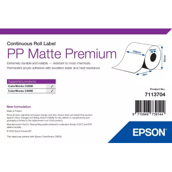 Matētas etiķešu lapas Epson PP Matte Label Premium 7113704 A4 100 loksnes