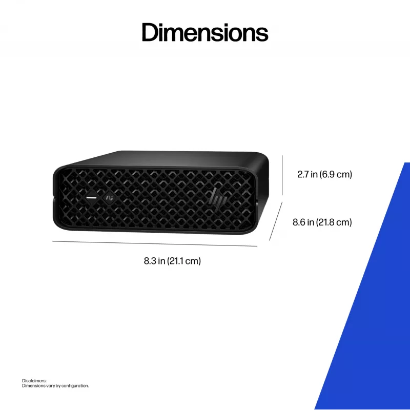 HP Z2 Mini G1i A40LQET mākslīgā intelekta darbstacija, Intel Core Ultra 9 285K, 64 GB RAM, 1 TB SSD, NVIDIA RTX 2000 Ada 16 GB, Wi-Fi 7, Windows 11 Pro