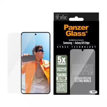PanzerGlass® Keramikas ekrāna aizsargs Samsung S25 Edge | Ultra-Wide Fit ar EasyAligner