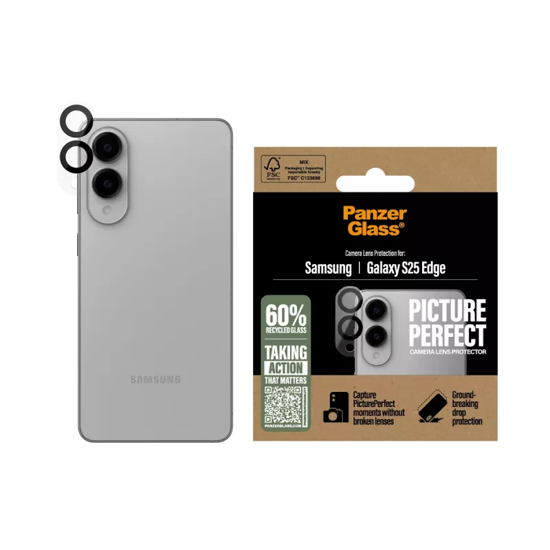 Kameras lēcu aizsargs PanzerGlass Samsung Galaxy S25 Edge, triecienizturīgs