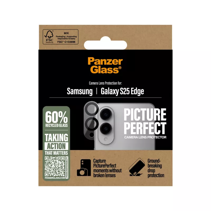 Kameras lēcu aizsargs PanzerGlass Samsung Galaxy S25 Edge, triecienizturīgs