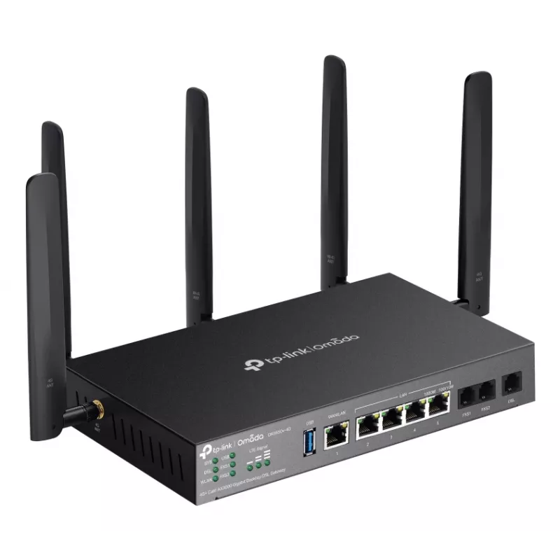 TP-Link Omada DR3650V-4G bezvadu maršrutētājs Gigabit Ethernet Divjoslu (2.4 GHz / 5 GHz) Melns