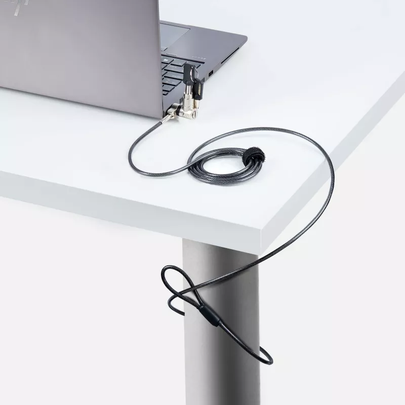 StarTech.com Universāla klēpjdatora bloķēšanas trosīte 2m, saderīga ar Noble Wedge/Nano/K-Slot, atslēgas bloķēšana, pretzagšanas oglekļa tērauda trosīte