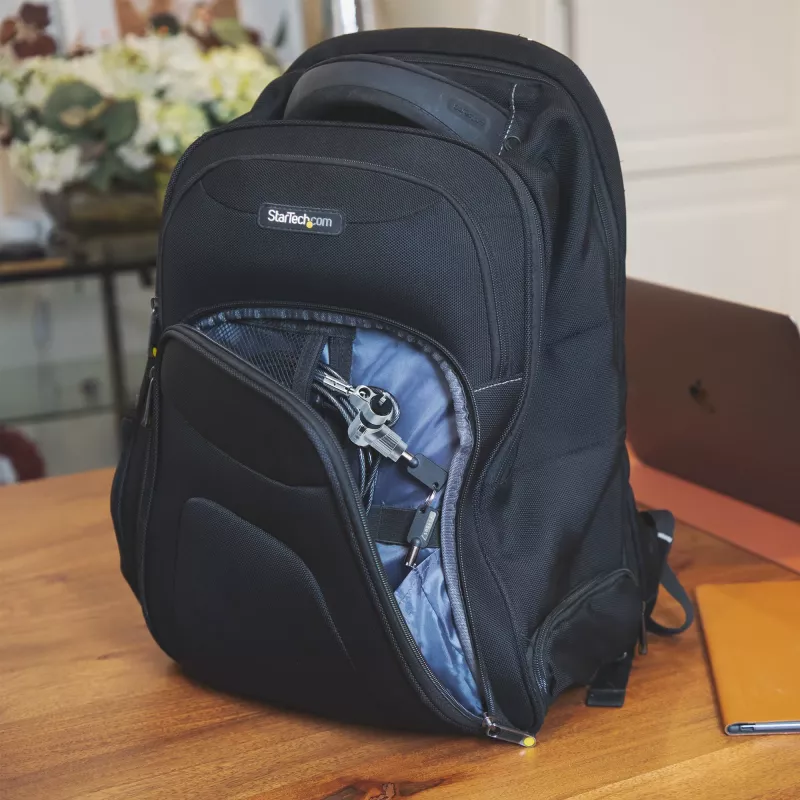 StarTech.com Universāla klēpjdatora bloķēšanas trosīte 2m, saderīga ar Noble Wedge/Nano/K-Slot, atslēgas bloķēšana, pretzagšanas oglekļa tērauda trosīte