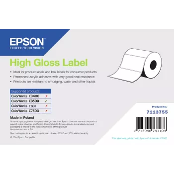 Epson etiķetes 102 × 152 mm augsta spīduma loksnes, MPN 7113755