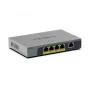 NETGEAR GS105EPP Nenodrošināts Gigabitu Ethernet (10/100/1000) PoE slēdzis darbvirsmas/sienas montāžai, pelēks