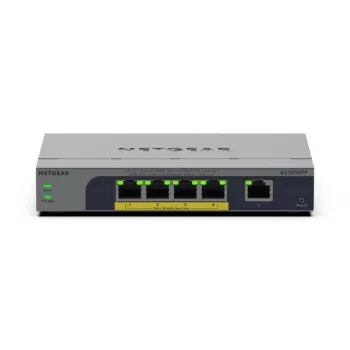 NETGEAR GS105EPP Nenodrošināts Gigabitu Ethernet (10/100/1000) PoE slēdzis darbvirsmas/sienas montāžai, pelēks